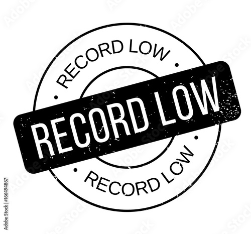 Record Low rubber stamp. Grunge design with dust scratches. Effects can be easily removed for a clean, crisp look. Color is easily changed.