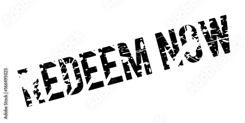 Redeem Now rubber stamp. Grunge design with dust scratches. Effects can be easily removed for a clean, crisp look. Color is easily changed.