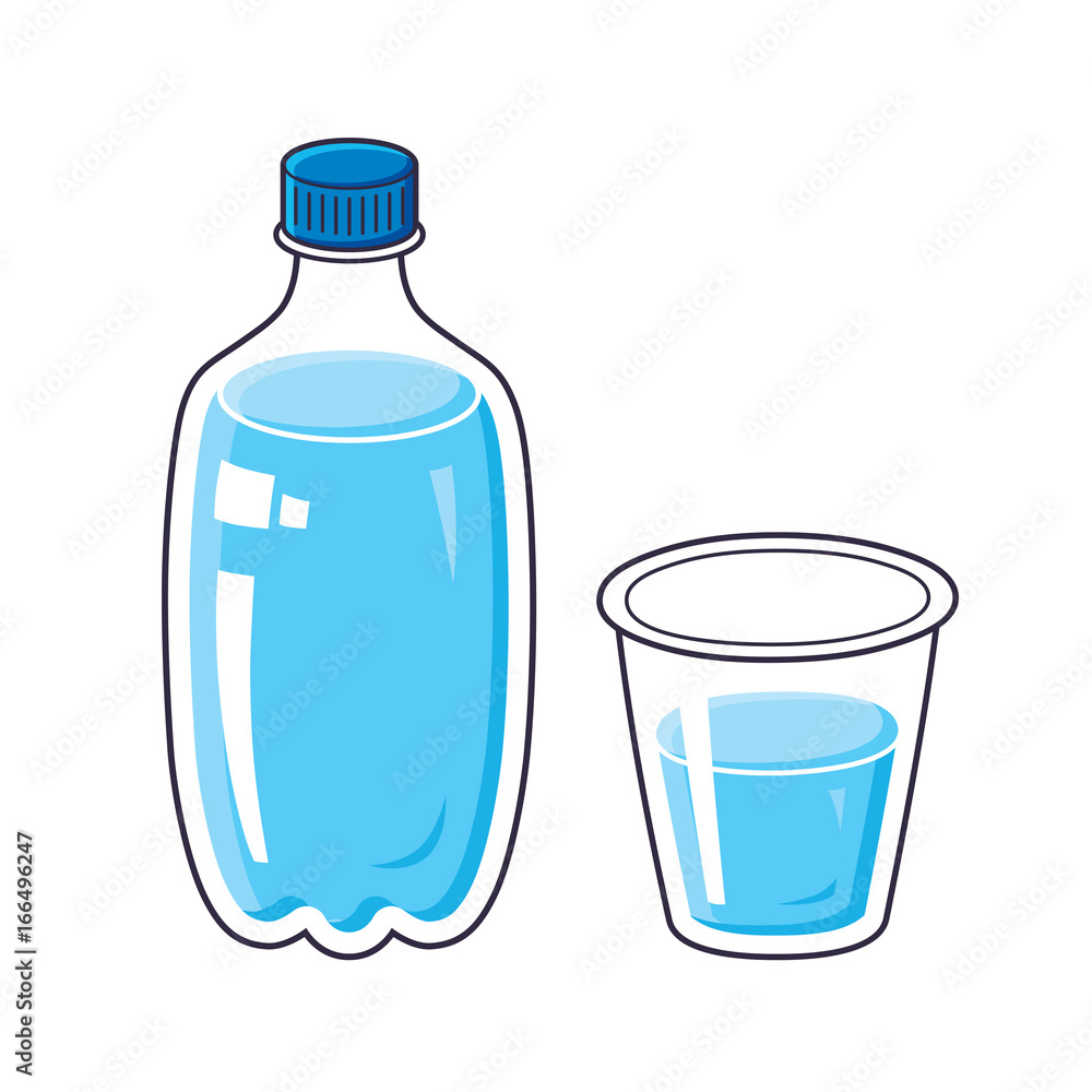 Water bottle and cup or glass isolated. Water bottle and cup or glass isolated.