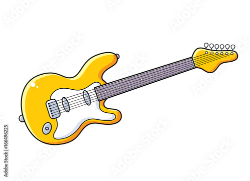 Yellow electric guitar vector isolated.