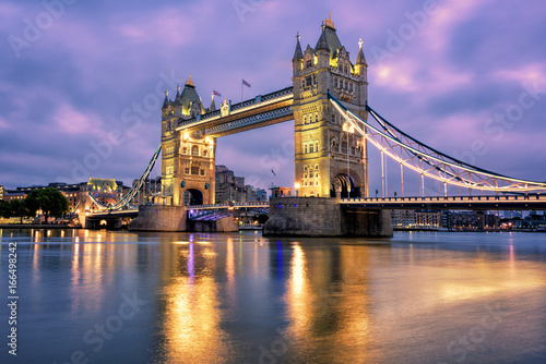 Tower Bridge over Thames river in London  UK