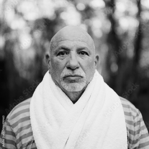 Black and white portrait of an older man