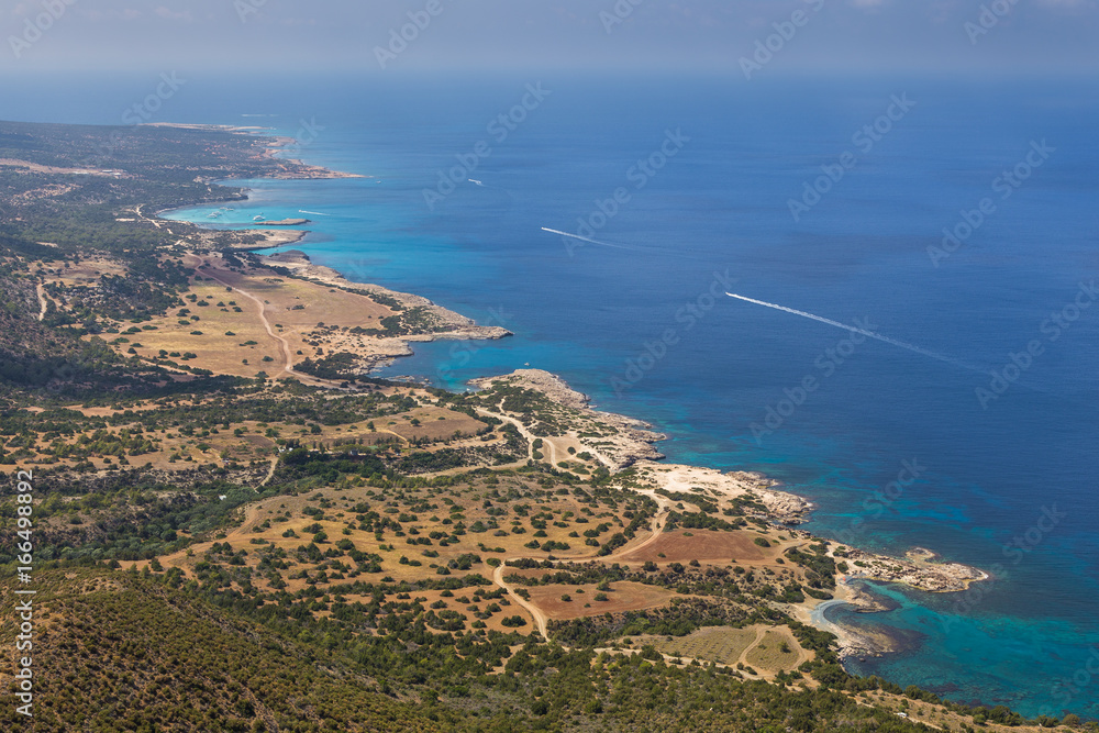 View of the coast of the peninsula of Akamos with the Blue Lagoon, Cyprus