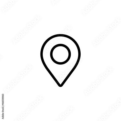 thin line google map, pin point, location icon on white background