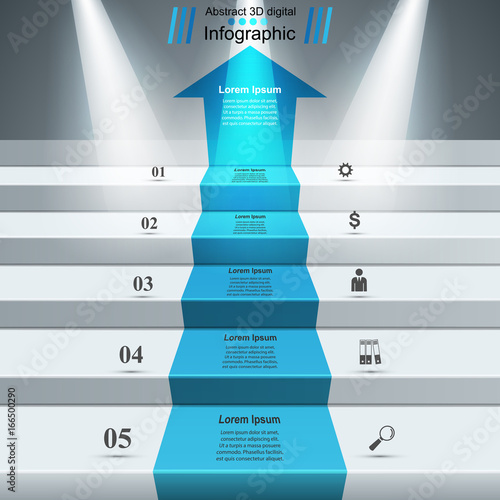 3D infographics and business ladder. Vector, eps 10