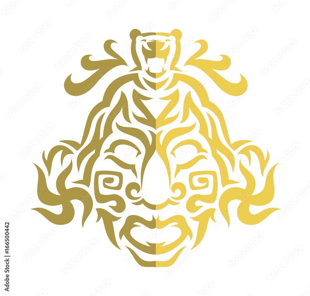 Fototapeta premium Ethnic mask icon or inca flat mask. Tribal ethnic mask vector illustration