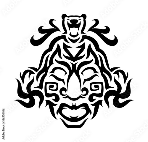 Ethnic mask icon or inca flat mask. Tribal ethnic mask vector illustration
