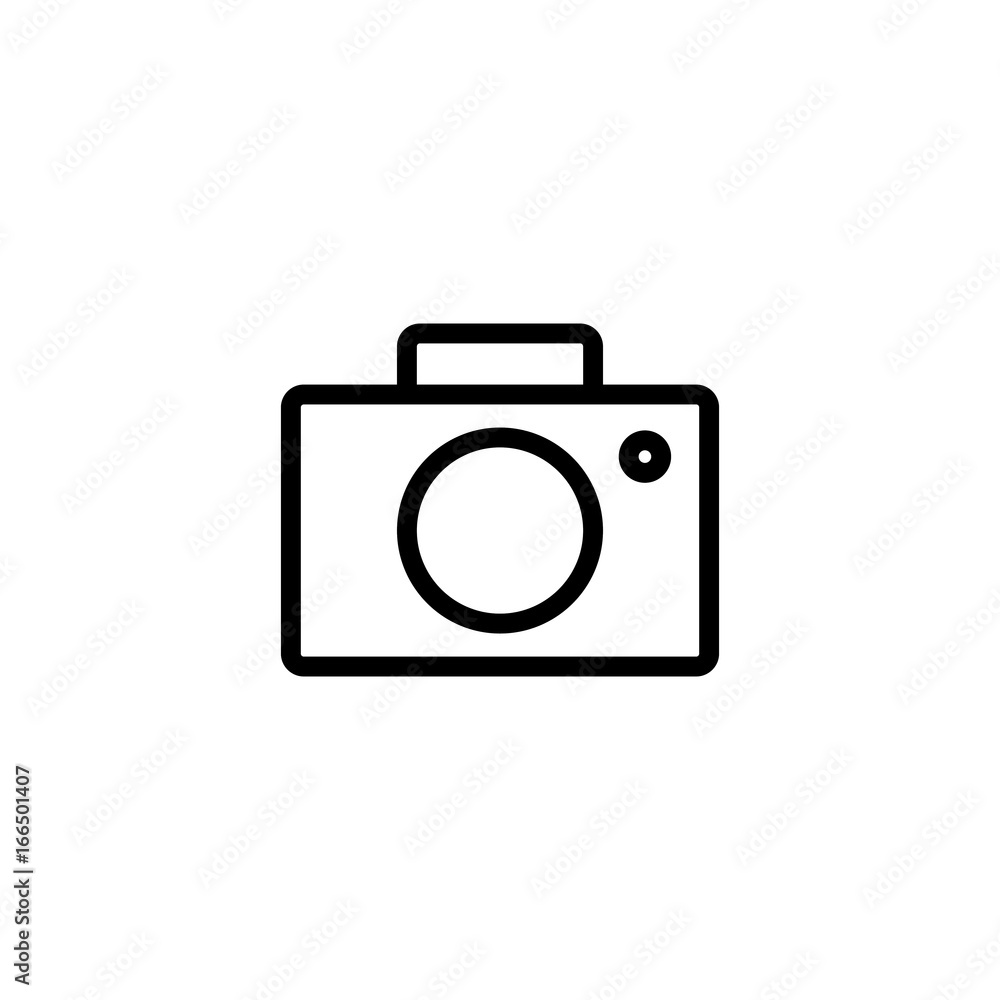 thin line camera icon on white background