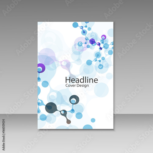 Abstract molecules brochure design. Vector cover template