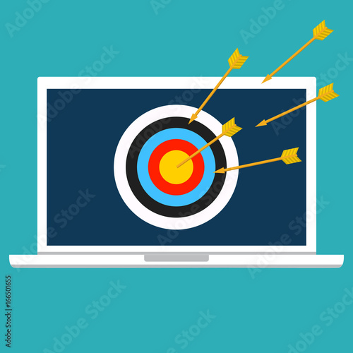 Cyber crime, DDOS dos, service attack, victim laptop computer. Vector illustration security, data privacy concept.