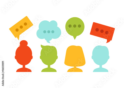 People talking icon. Flat web brainstorming icon. Vector