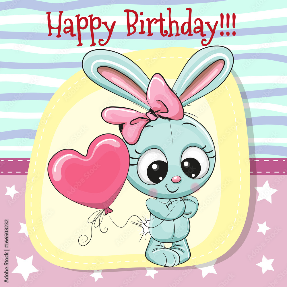 Cute Cartoon Rabbit girl with balloon Cute Cartoon Rabbit girl with balloon