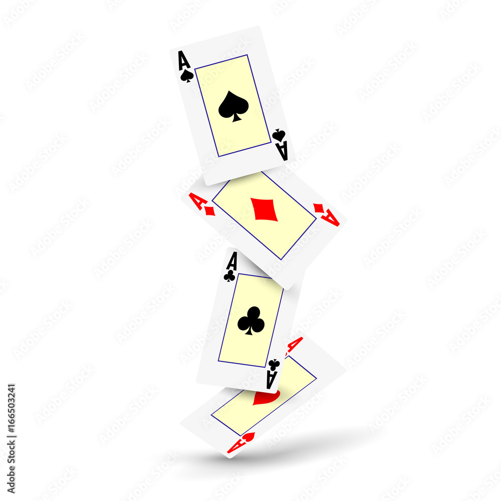 Falling four aces on a white background. Vector illustration. Falling four aces on a white background. Vector illustration.
