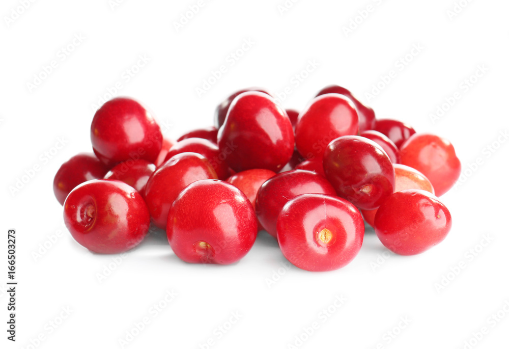 Heap of sweet cherries on white background Heap of sweet cherries on white background