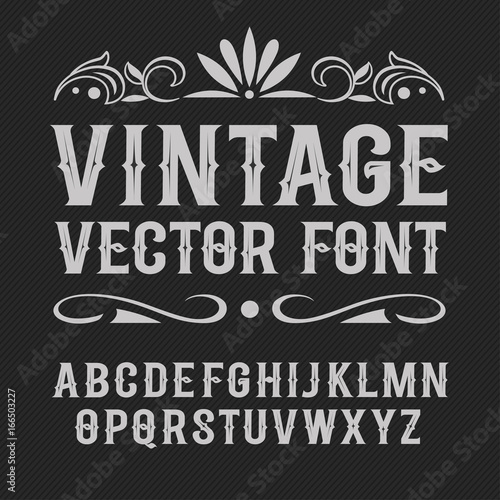 Vintage label font. Alcohol label style.