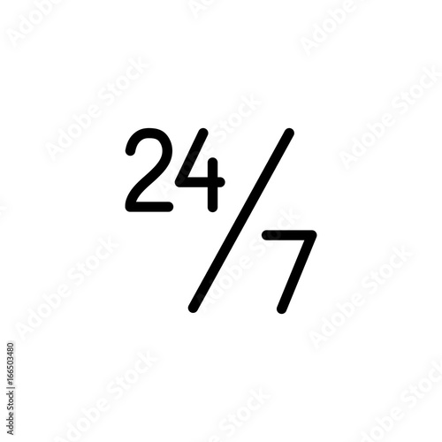 around the clock, anytime, 24 hours, line icon black