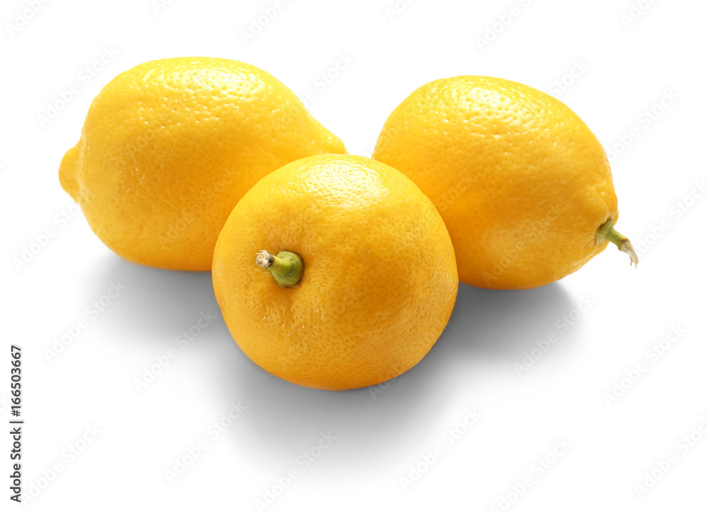 Delicious fresh lemons on white background Delicious fresh lemons on white background