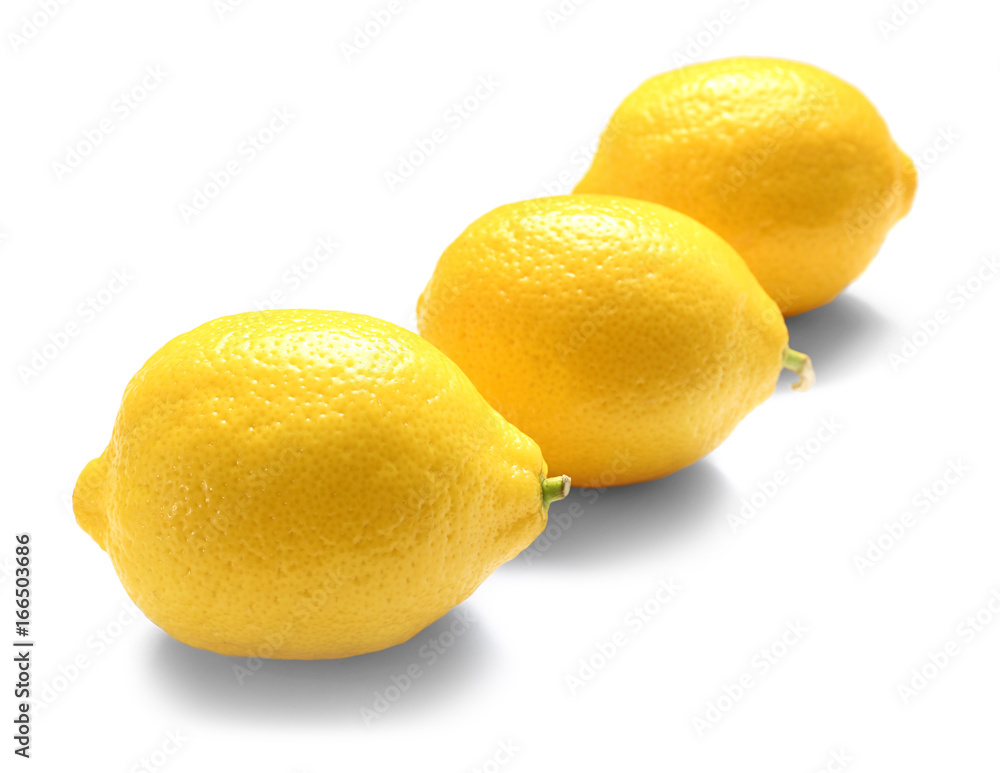 Delicious fresh lemons on white background Delicious fresh lemons on white background