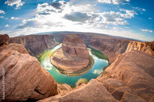 Panorama of Horseshoe Bend Canyon, Page, Arizona, USA Colorado river