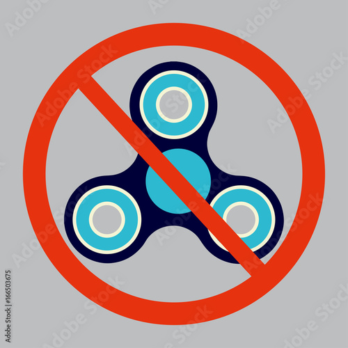 Vector illustration of fidget spinner prohibition. No Spinner or fidget spinner not allowed sign.