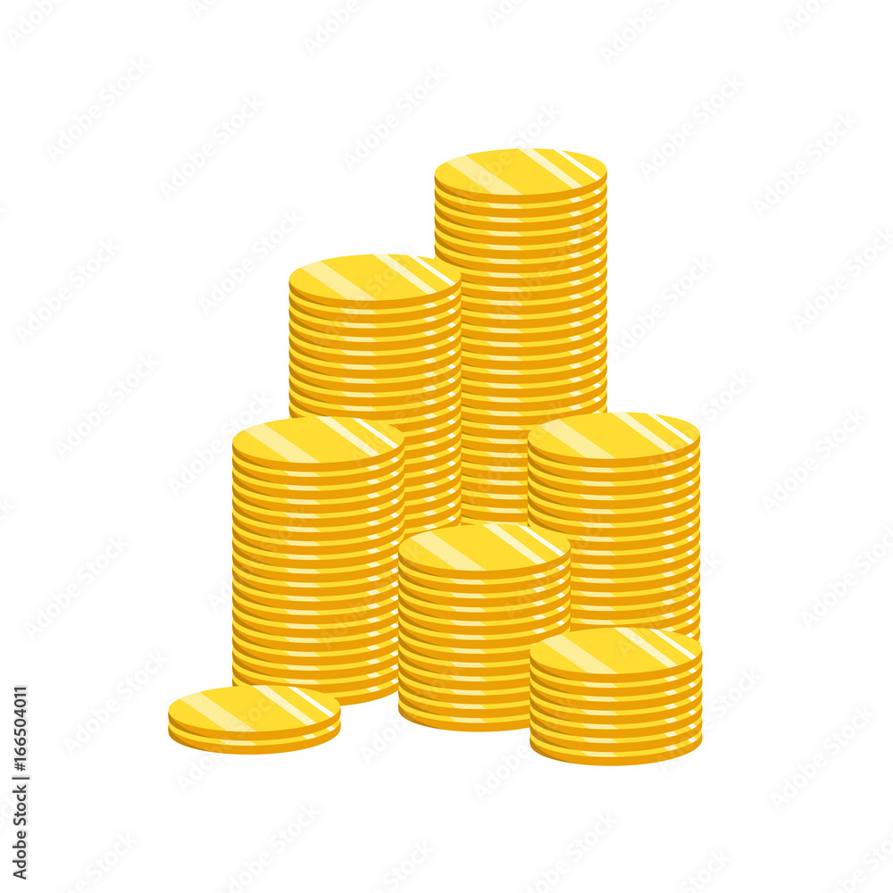 The concept of income or profit. Vector illustration. Stack of gold coins. The concept of income or profit. Vector illustration. Stack of gold coins.