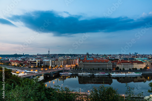 Fototapeta Naklejka Na Ścianę i Meble -  View on the Vltava river and old town Prague, Czech Republic