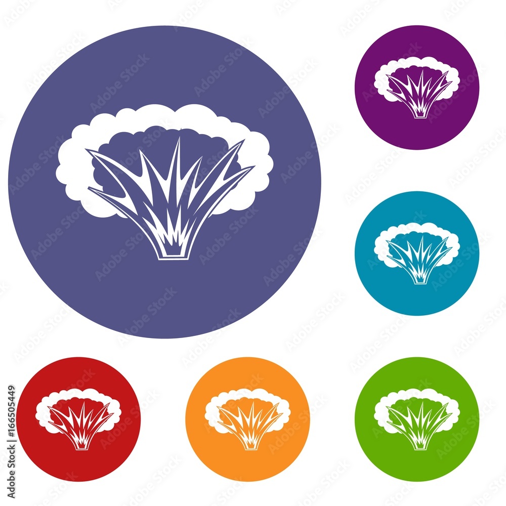 Atomical explosion icons set Atomical explosion icons set