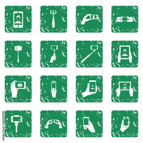 Selfie icons set grunge