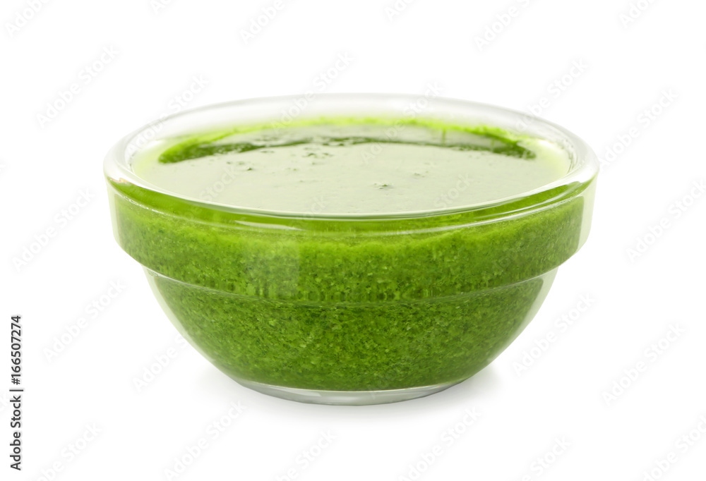 Bowl of delicious sauce on white background Bowl of delicious sauce on white background