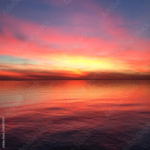 Incredibly colorful sunset in Trieste Italy