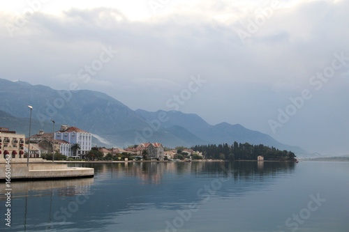 The view of the promenade in Tivat, Montenegro