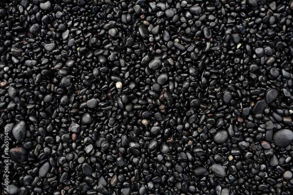 Black pebbles on the black stone beach, Vik, Iceland Black pebbles on the black stone beach, Vik, Iceland