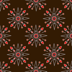 Handdoek met foto Bruin patronen Bloemen sterren patroon bruine achtergrond  © Viktoriia