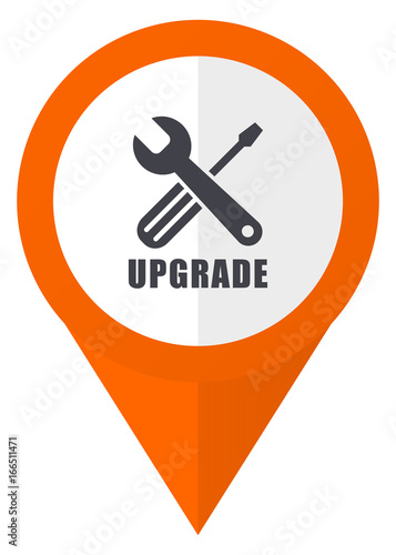 Upgrade orange pointer vector icon in eps 10 isolated on white background.