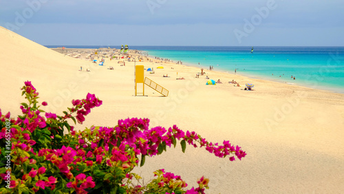 View on the beach Playa de Matorral on Fuerteventura, Spain. photo