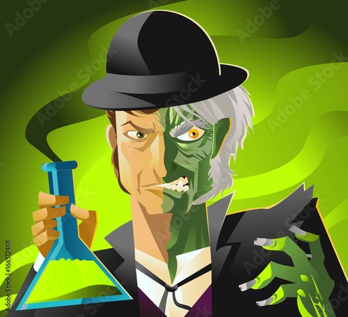 doctor jekyll and mister hyde monster tranformation with green potion