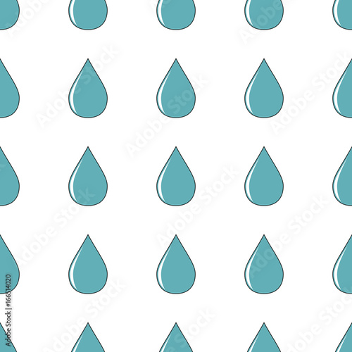 Blue drop seamless pattern in cartoon style isolated on white background vector illustration for web