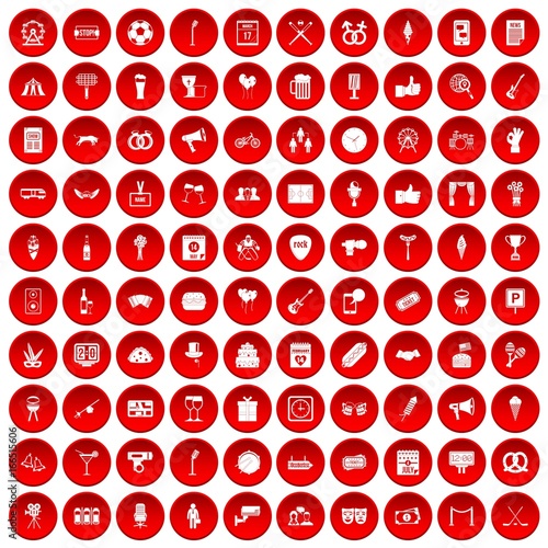 100 events icons set red