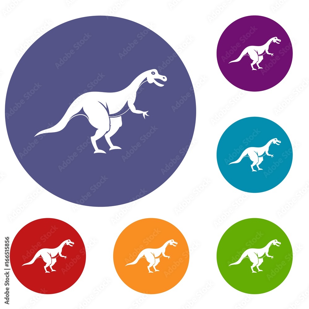 Fototapeta premium Theropod dinosaur icons set