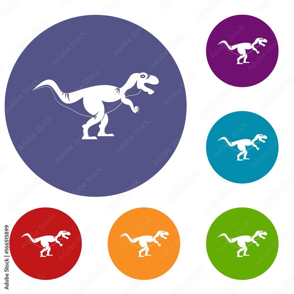 Fototapeta premium Tyrannosaur dinosaur icons set