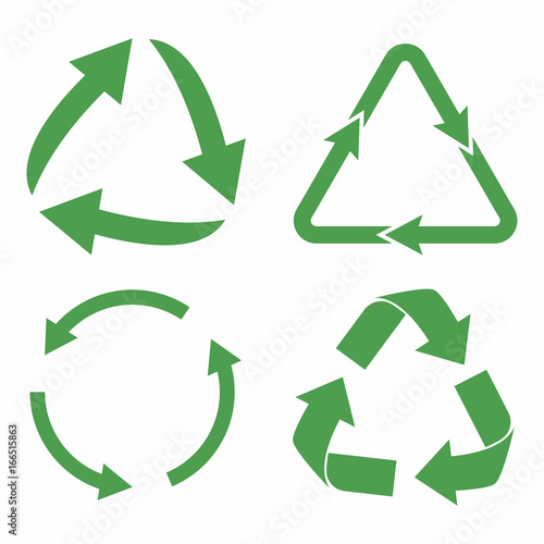 Recycle icon set. Green eco cycle arrows. Recycle symbol in ecology