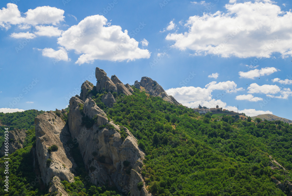 Castelmezzano (Italy) - A little altitude village, dug into the rock in the natural park of the Dolomiti Lucane, Basilicata region, famous also for the spectacular 