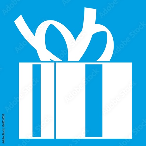 Gift box with ribbon icon white
