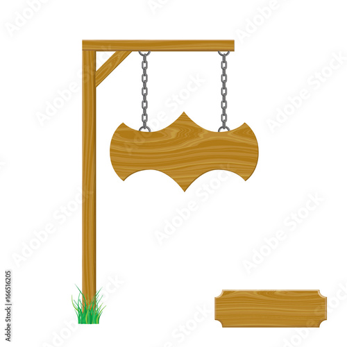 Blank wooden signboard hang...