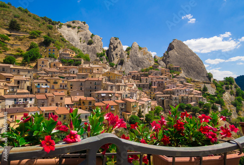 Castelmezzano (Italy) - A little altitude village, dug into the rock in the natural park of the Dolomiti Lucane, Basilicata region, famous also for the spectacular 