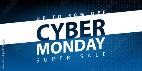 Cyber monday super sale poster. Clearance mega discount flyer template. Big special offer season. Vector digital shop banner illustration