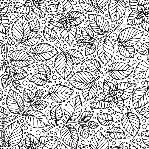 Vector seamless pattern  of mint leaves .