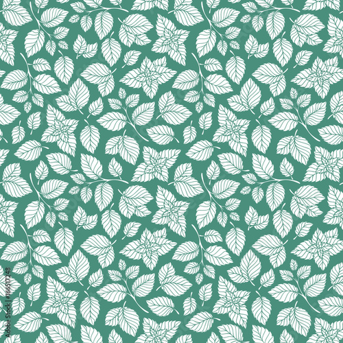 Hand drawn vector seamless pattern with mint leaves