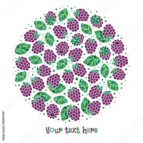 Natural fruits and berries round symbol with fresh  blackberry
