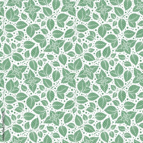 Hand drawn vector seamless pattern with mint leaves